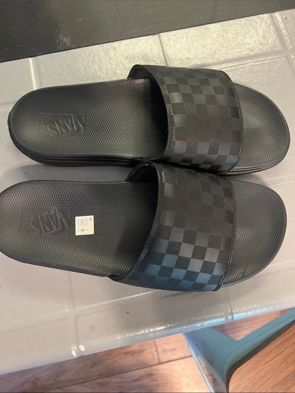 🔥VANS Men's Black Check Slide Sandals
